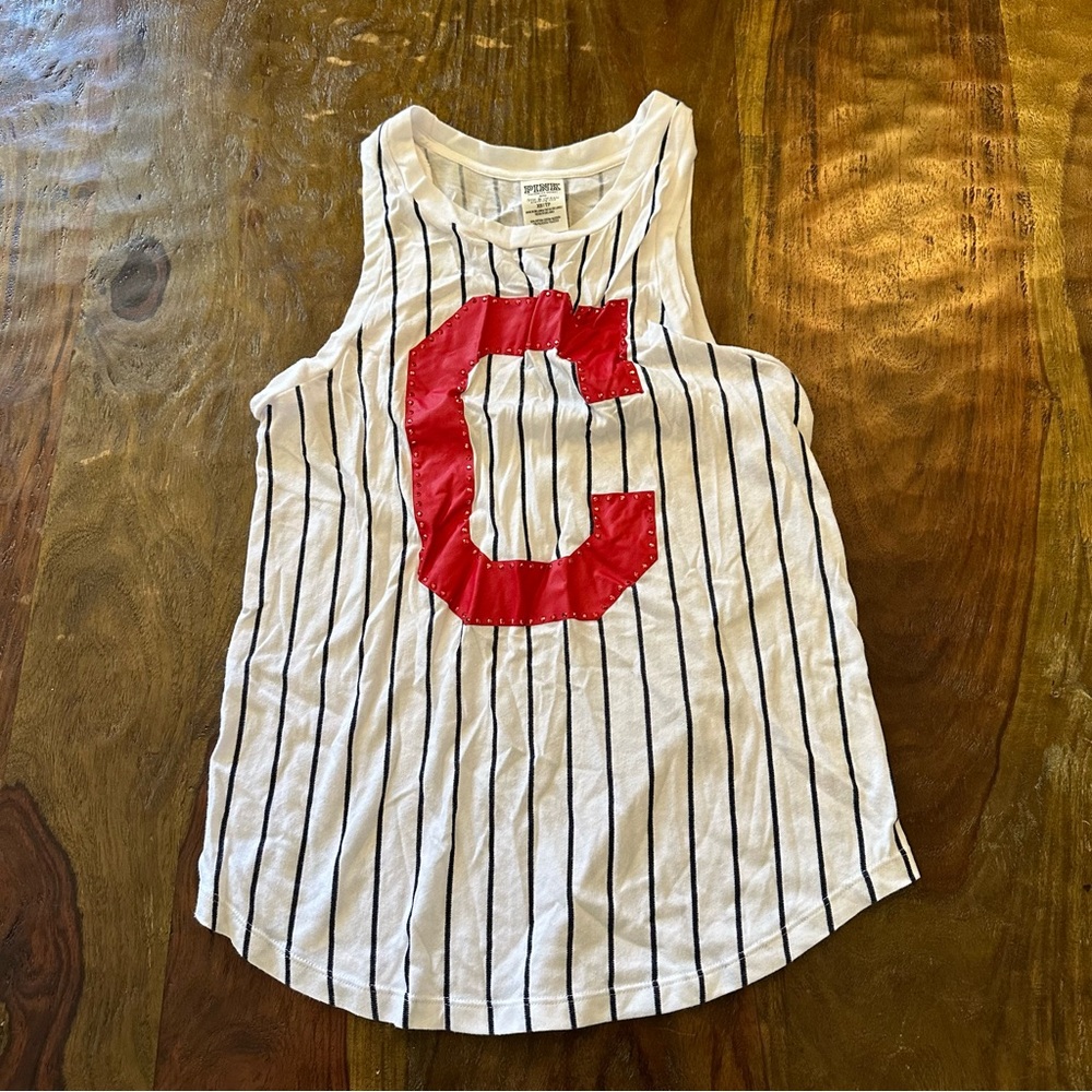 PINK Cleveland Guardians Baseball PinStriped Tank Top XS! - Picture 1 of 3